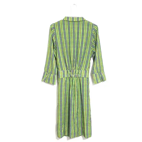 Gretchen Scott Breezy Blouson Sunshine Plaid Green Dress Size Small