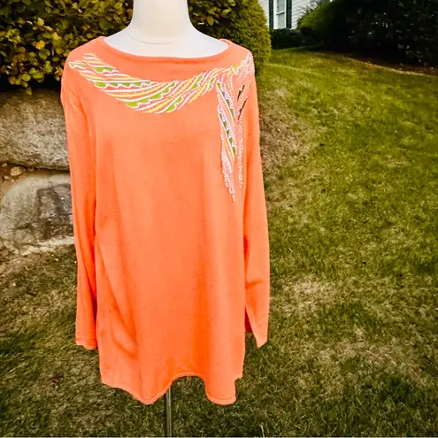 Bob Mackie Vtg Tunic Knit Sweater Top Beaded Women Plus Size Art To Wear