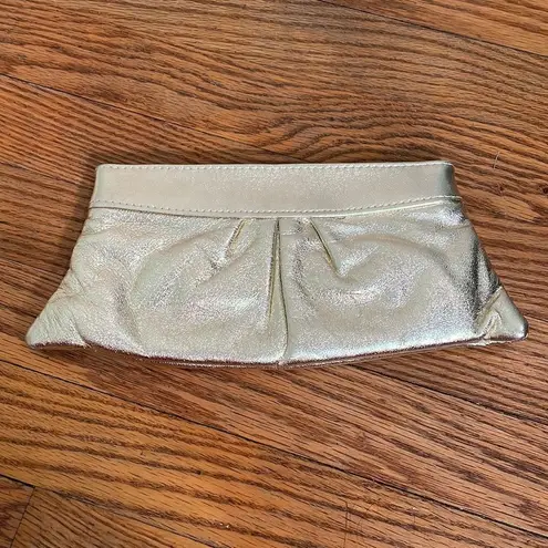 Lauren Merkin Eve Leather Clutch Evening Metallic gold
