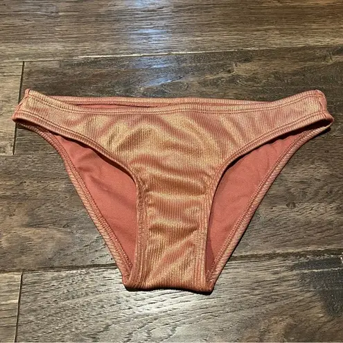 Xhilaration NWOT  Bronze Metallic Ribbed Cheeky Bikini Bottoms Size Small