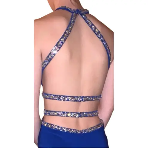 Dancing Queen Royal Blue Beaded Formal Maxi w/ Train