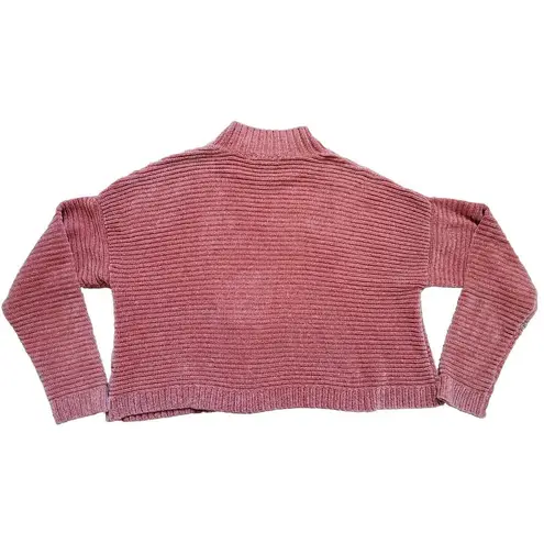 Forever 21  Women Large Cropped Chenille Jumper Sweater Knit Shirt Top Pink Cozy