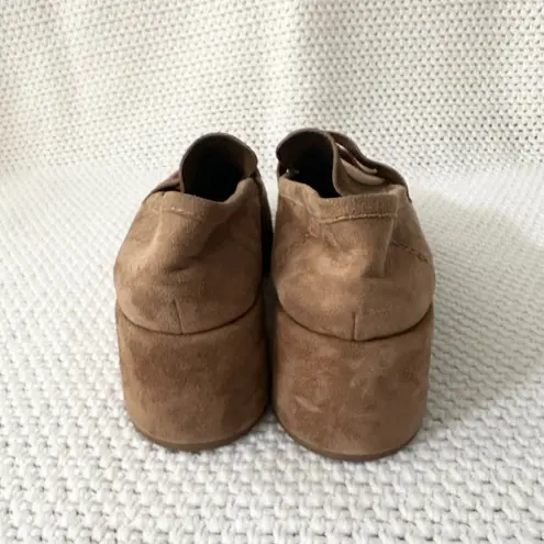 Dolce Vita Yanni Chestnut Suede Platform Penny Loafer Heels Menswear Academia 9 Tan