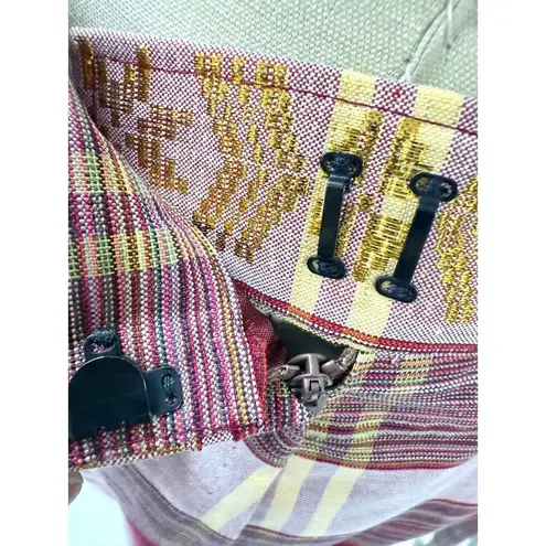 VTG 70s Maxi Skirt Cranberry/Pink Plaid Gold Metallic Thread Pleats Sz S/M Red Size M