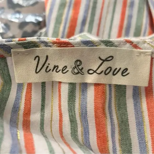 Vine & Love Women's Striped V-neck Flutter Sleeve Babydoll Top Small | EUC