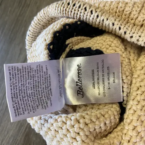 Bellerose Italian Yarn Knitted Nude Navy Stripe Belgium Made Drawstring Bag