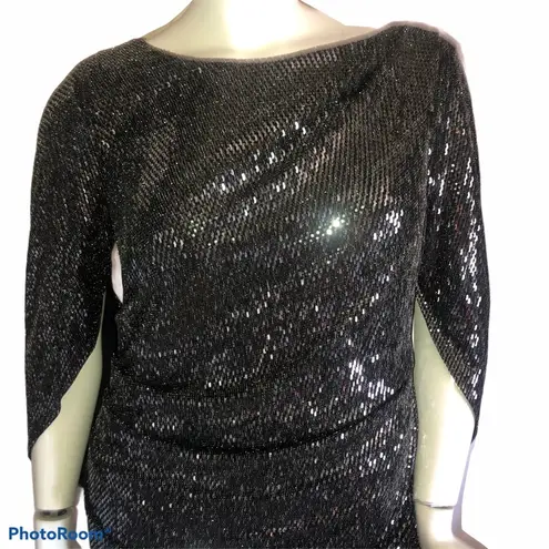 R & M Richards sparkly back drape dress