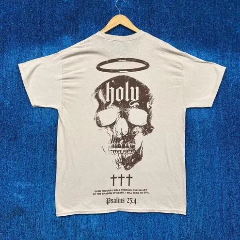 CVLA “Holy” Graphic Beige T-Shirt Size Large
