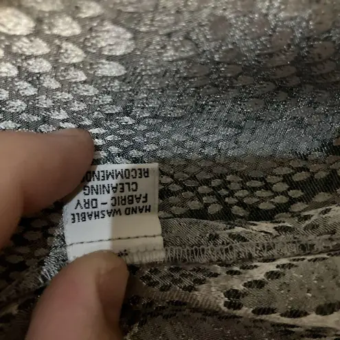 Alain Gerard Women's Snake Skin Blouse, Size 4 Silver Gray Top, Button Front Top