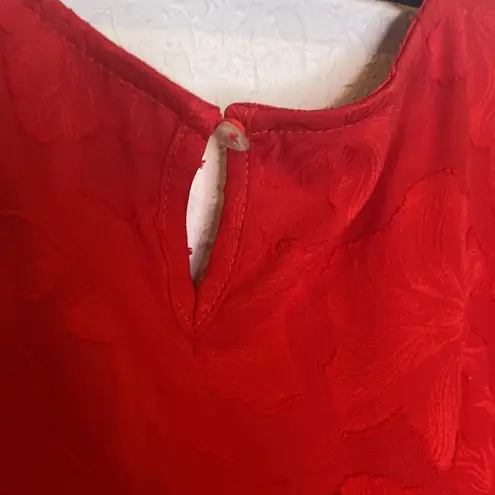 Roolee Women’s Red Midi Dress Floral Detail NWT Sz M Polyester Shift Style