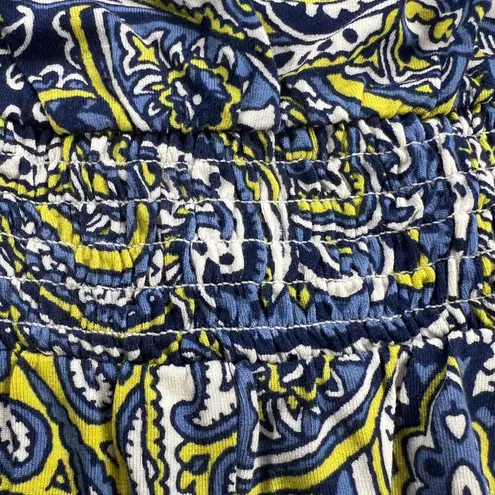 Soma Strapless Shorts Romper Plaza Paisley Indigo Optional Straps Size S Blue