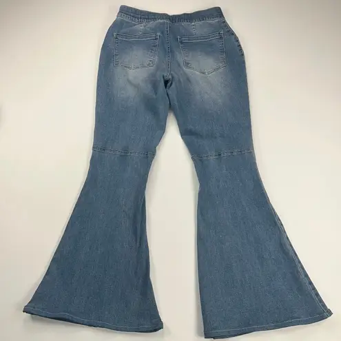 Versona Modern Bell Bottom High Rise Curvy Jeans Medium Wash Pull On Size 8