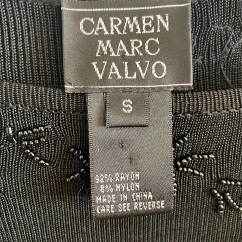 Carmen Marc Valvo Women’s Black Beaded Top Size Small