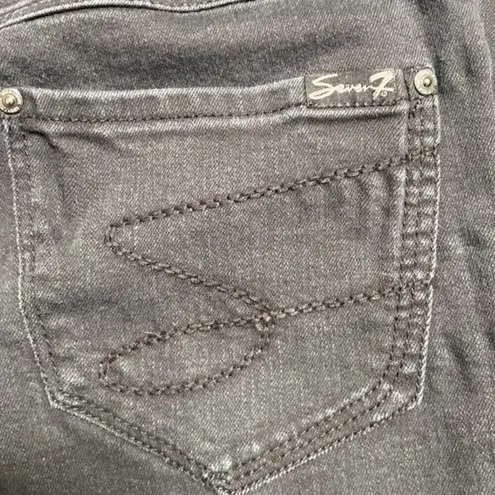 Seven7 Skinny Black Stretch Denim Jeans High Rise Casual Chic Edgy Vibe Size 8
