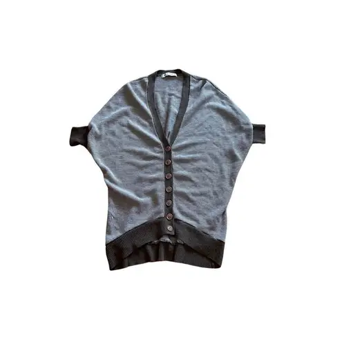 Beulah Vintage Striped Brown & Tan Short Sleeve Cardigan Wool Blend Sweater M/L