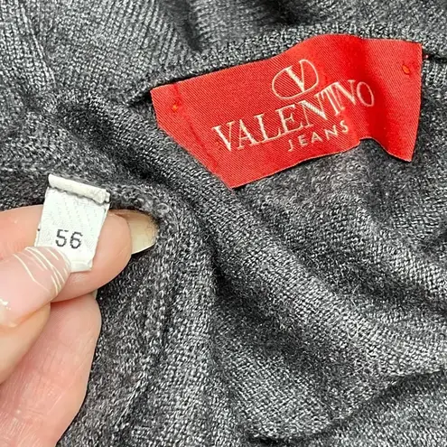 Valentino Jeans Wool Blend V Neck Grandpa Pullover Sweater IT Size 56 Gray