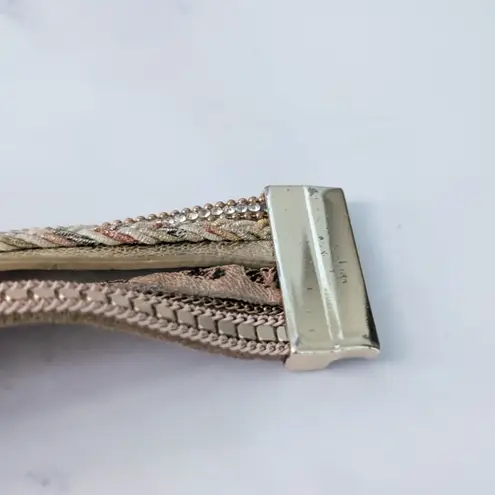 Cuff Bracelet Neutral Tones with Gold Tone & Faux Pearls