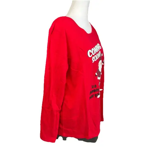 Womens Red Santa Claus Coming Soon Christmas Holiday Pajamas Sleep Set Size M Size M