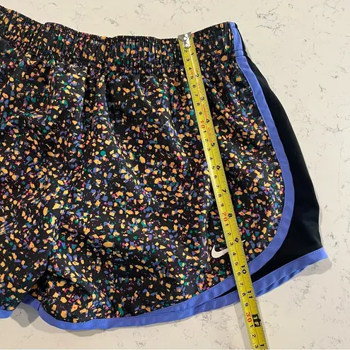 Nike  Dri-Fit Tempo Icon Black Blue Confetti Running Workout Shorts Size Medium