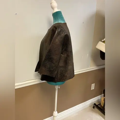 Lafayette 148 NYC Snake Print Leather Blazer – Size 10