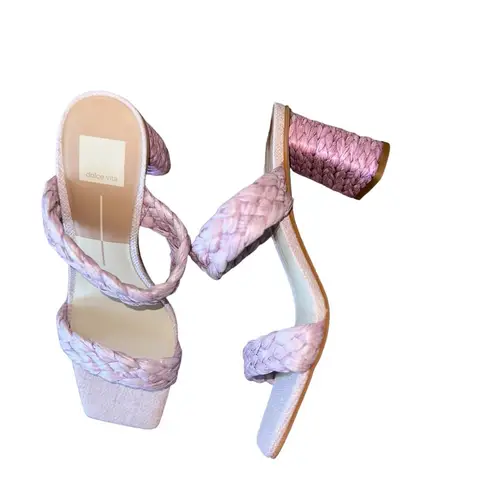 NEW Dolce Vita Paily Lilac Raffia Braided Straps Slip On Open Toe Heeled Sandal Purple Size 10