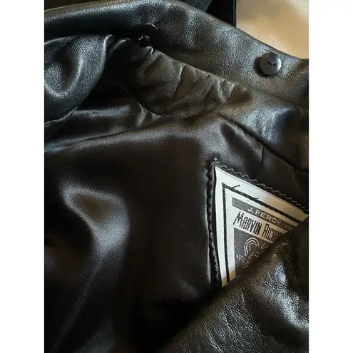 Marvin Richards J. Percy For Genuine Black Leather Coat Double Breasted Small