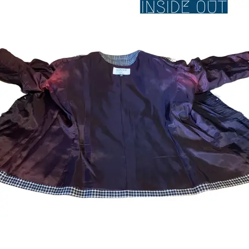 VINTAGE 1990'S KASPER ASL BLUE & WHITE BLAZER W/DETACHABLE DICKIE (12)