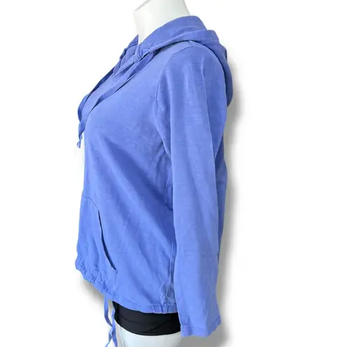 Coldwater Creek Womens Hoodie Hooded Pullover Sweatshirt V Neck Blue Large 14
