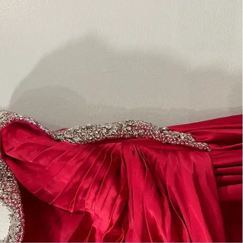 Mac Duggal  11691 Hot Pink Ruched Satin Prom Dress Gown 2