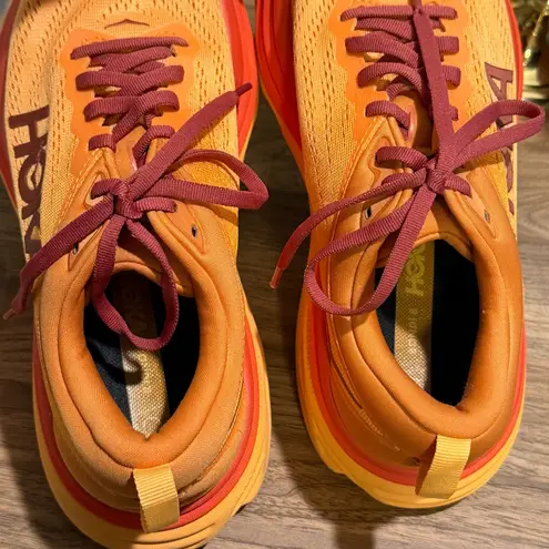 Hoka One One Women’s 8.5B Amber Haze Bondi 8 Shoes Running Walking Performance
