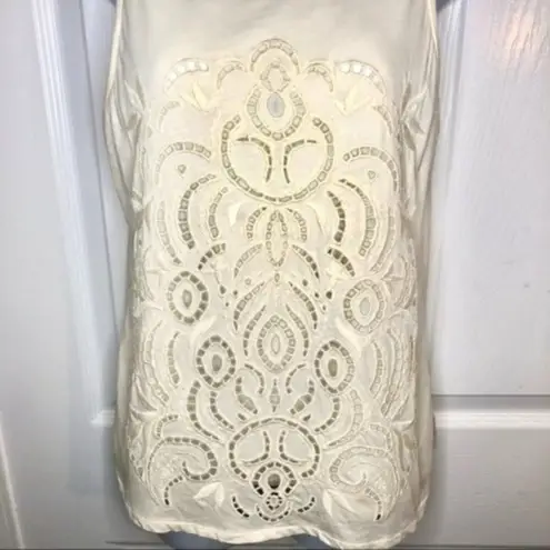 JCrew Factory Eyelet Lace Off White Cotton Tank Top Cream XS White