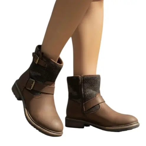 White Mountain Boots Womens Size 9 Brown Carlin Ankle Buckle Zip Booties Casual