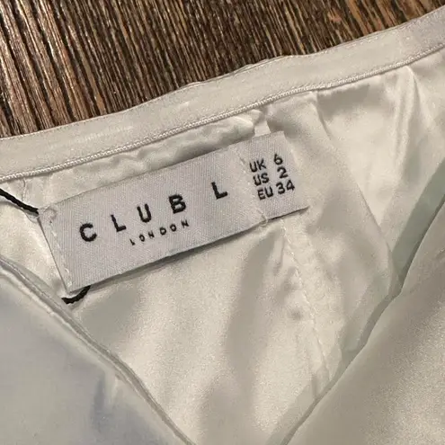 Club L London White Fanciful Strapless Midi Dress V Neck Size 2 NWT