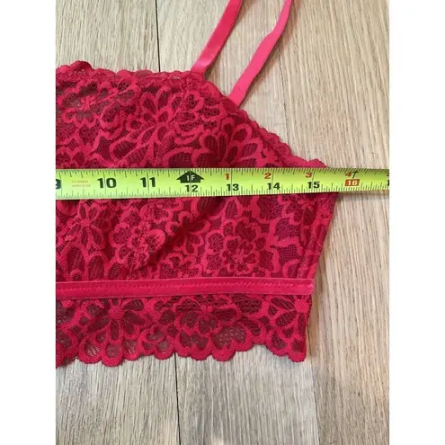 Aerie  Bra Red Lace Velvet Trim Floral Large