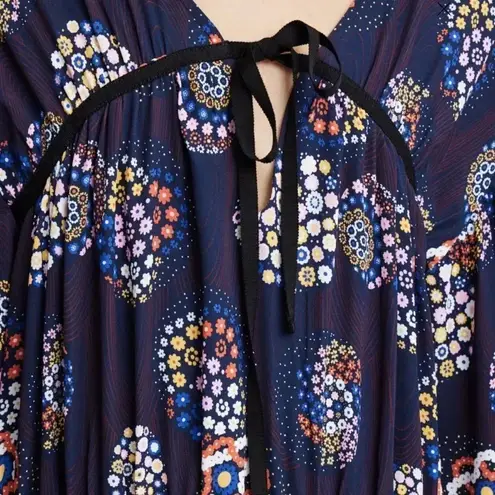 Ciao Lucia Blue Terina Bomba Boho Prairie Maxi Dress Medium