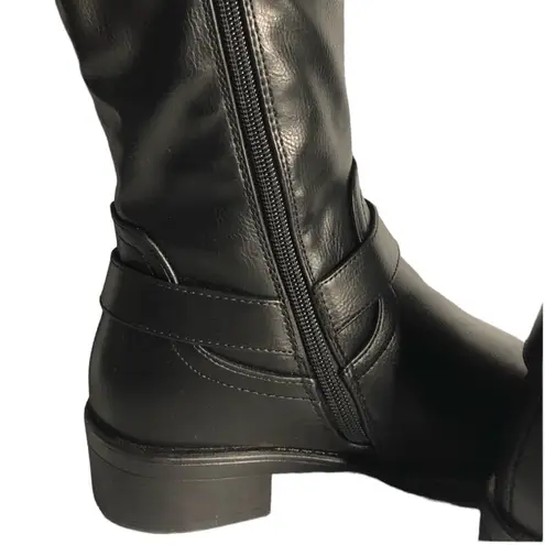 Dream Paris Dream Pairs Black Knee High Riding Boots Side Zipper Buckles 1.25 inch Heel Sz 5