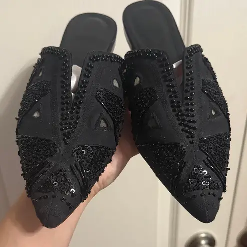 AD & Daughters 💖 Collyn Black Beaded Slip On Mule