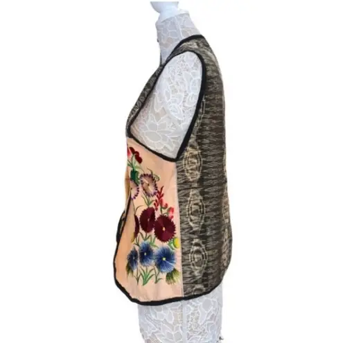 Vintage 70s 80s Reversible Embroidered Vest Western Vibes Open Front Floral sz M Multiple Size M