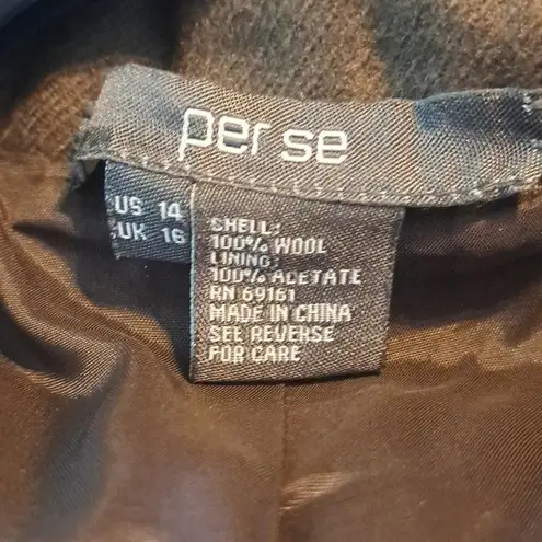 Per Se 100% wool heavy army green button up coat size 14