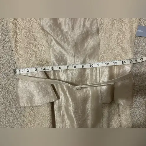 London Times Sleeveless Belted Peplum Dress Champagne Womens size 10