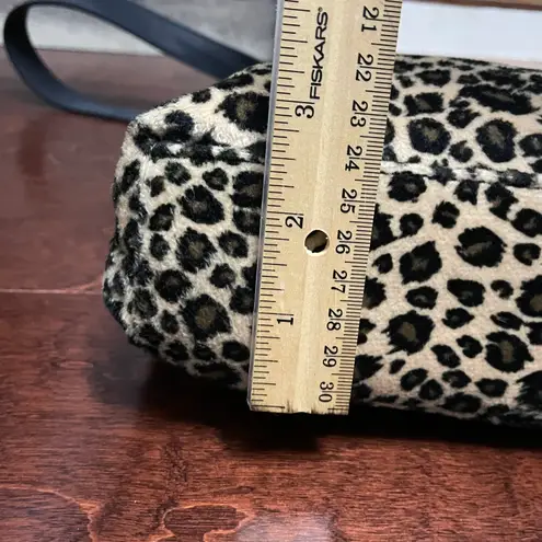 Evan Picone Cream Black Tan Leopard Velvet Shoulder Purse