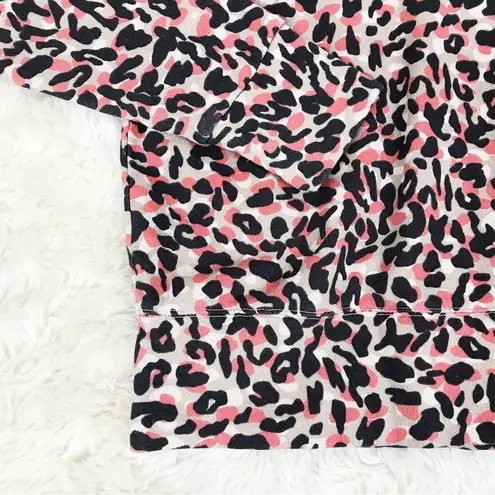 MONROW Leopard Print Crewneck Sweatshirt Top Long Sleeves Coral Tan Black Size Pink Size XS