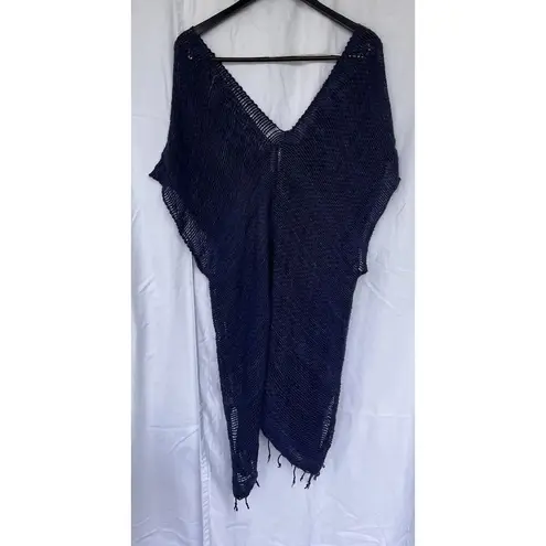 Monserat De Lucca Navy Open Weave Knit Tunic Cover