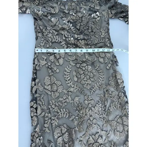 Tadashi Shoji Lace Gold Sequin Mother of the Bride Formal Gown Long Maxi Dress 6 - Image 6