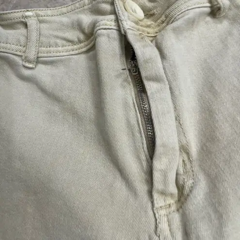 Y2K MIOU MUSE Beige yellowish Wide Leg Crop Raw Hem Jeans Women's Size M Tan