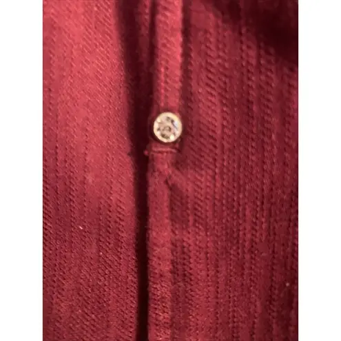 CJ BANKS STRETCH DENIM SZ 1X MAROON STUDDED NO POCKETS BUTTON UP FRONT JACKET