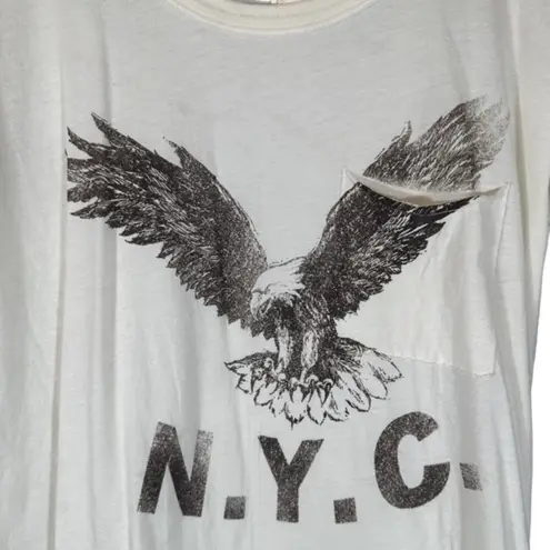 Wild Pearl White Short Sleeve Cotton Eagle NYC Casual Pocket T-Shirt Women Sz S