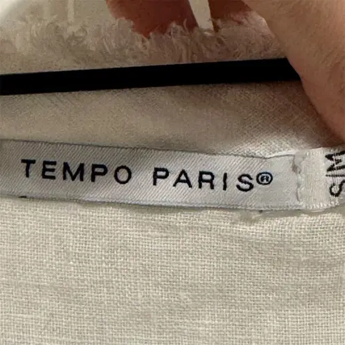 Tempo Paris M/M 100% Linen Tunic Coastal Grandma Frayed Hem Made in Italy