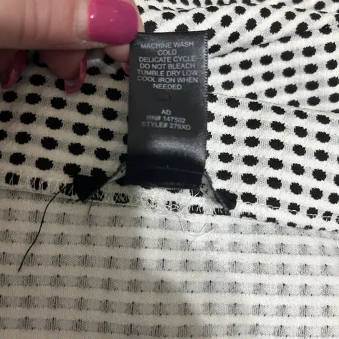 Ashley Stewart Women Skirt 22/24 Black White Timeless Polka Dot Flounce Hem Midi