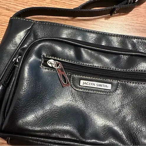 Jaclyn Smith Black Leather Crossbody Purse